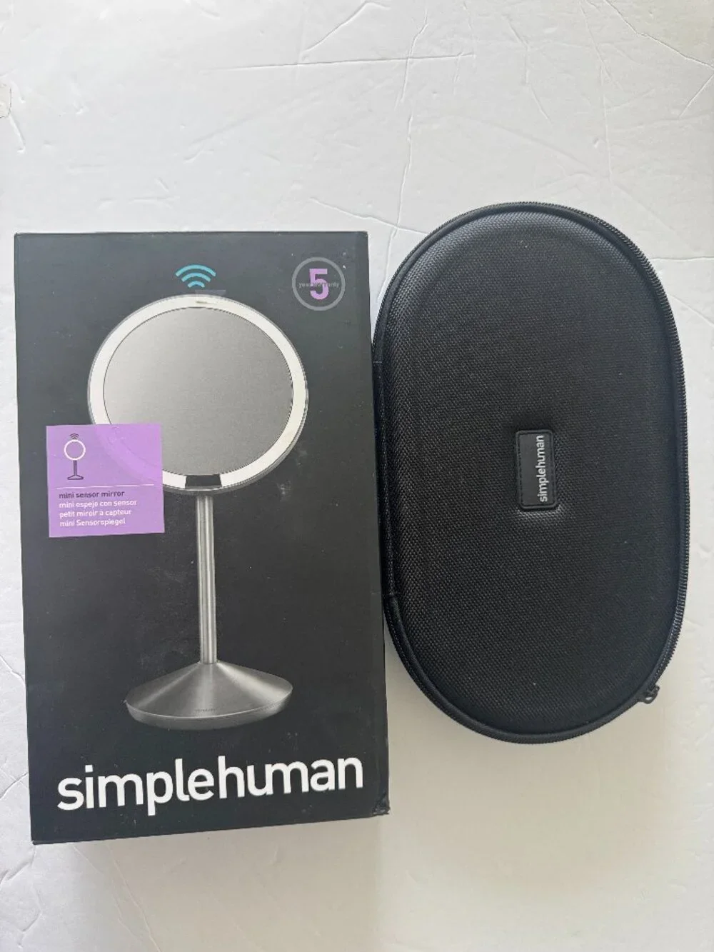 Hard Zip Case & Box For Simplehuman Mini Countertop Sensor Makeup 5-Inch Mirror